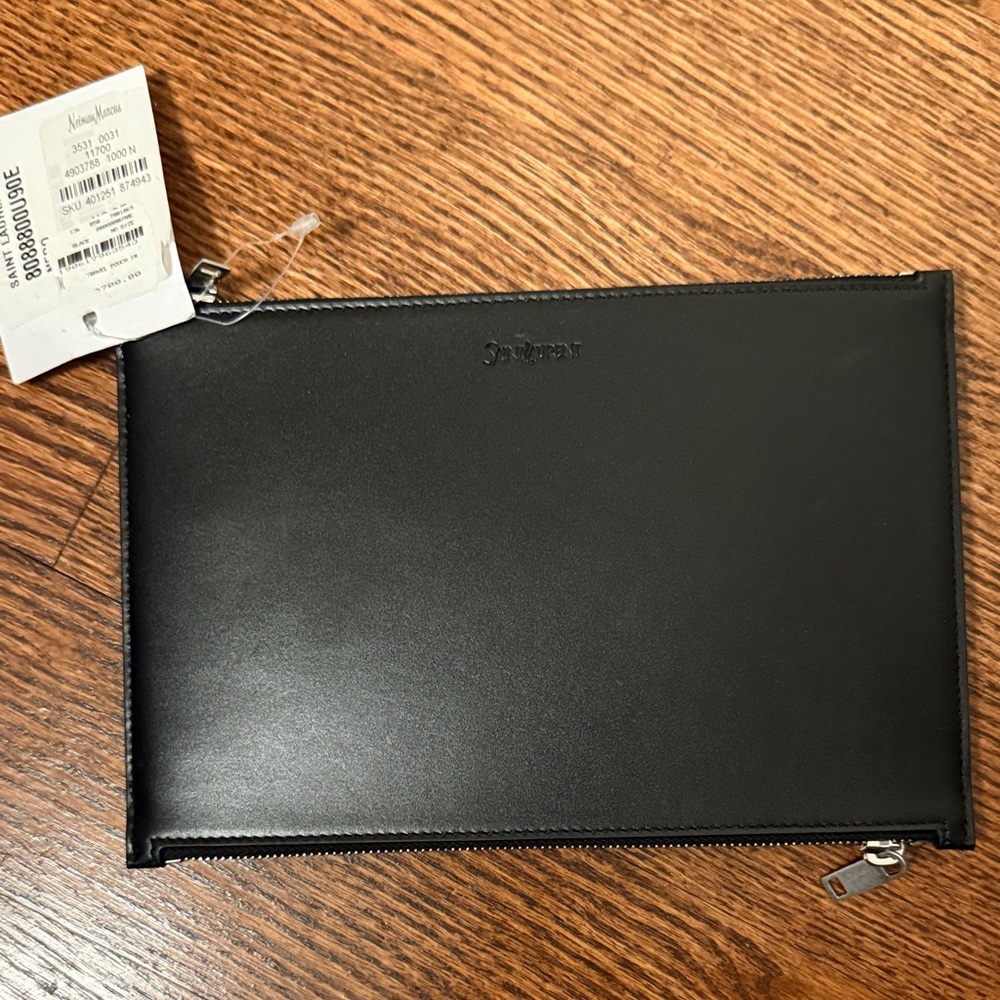 New tags Yves Saint Laurent YSL Black wallet purse Bag Neiman Marcus clutch